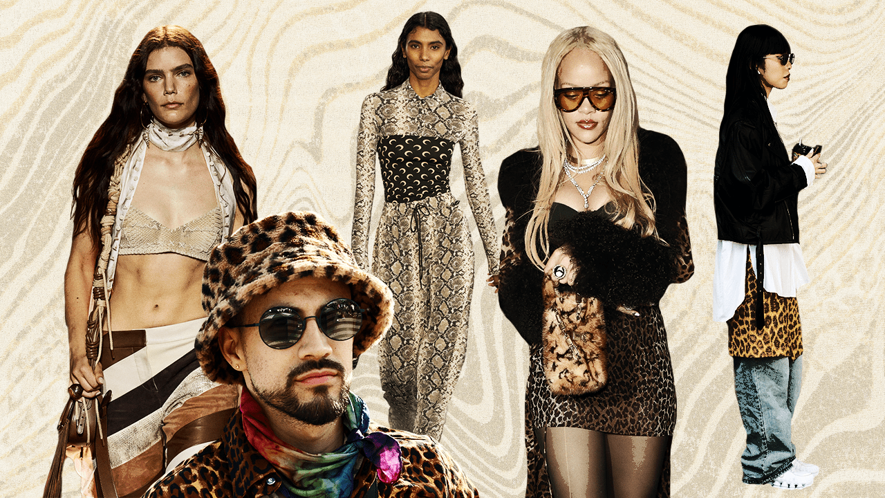 Animal print popping off in the collections of Roberto Cavalli, and Marine Serre. Rihanna and other street stylers are wearing cheetah print too.