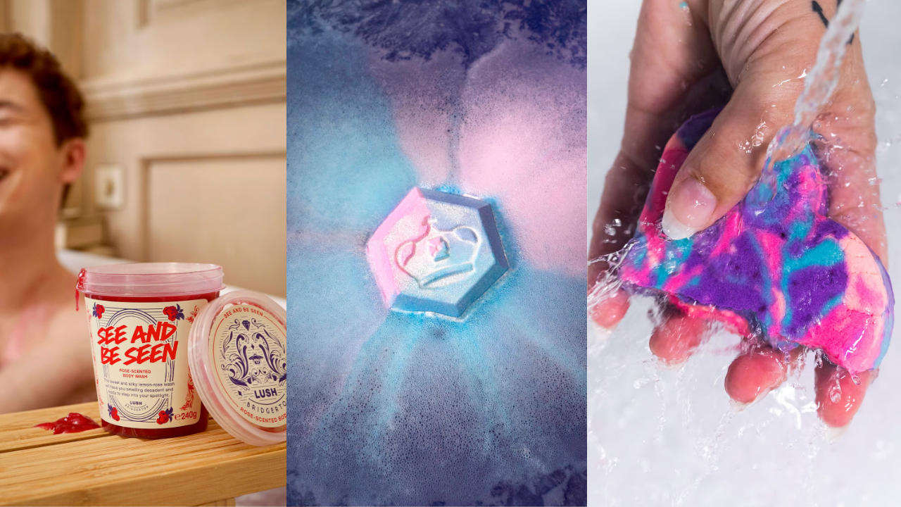 The Bridgerton x LUSH collection features a body wash, bath bombs, bubble bars, and more.