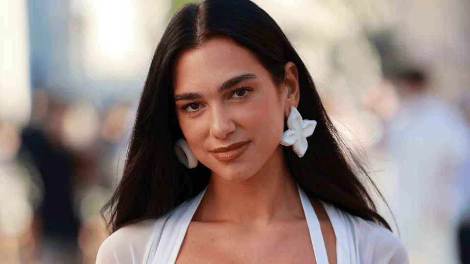 Dua LIpa with butterfly earrings.