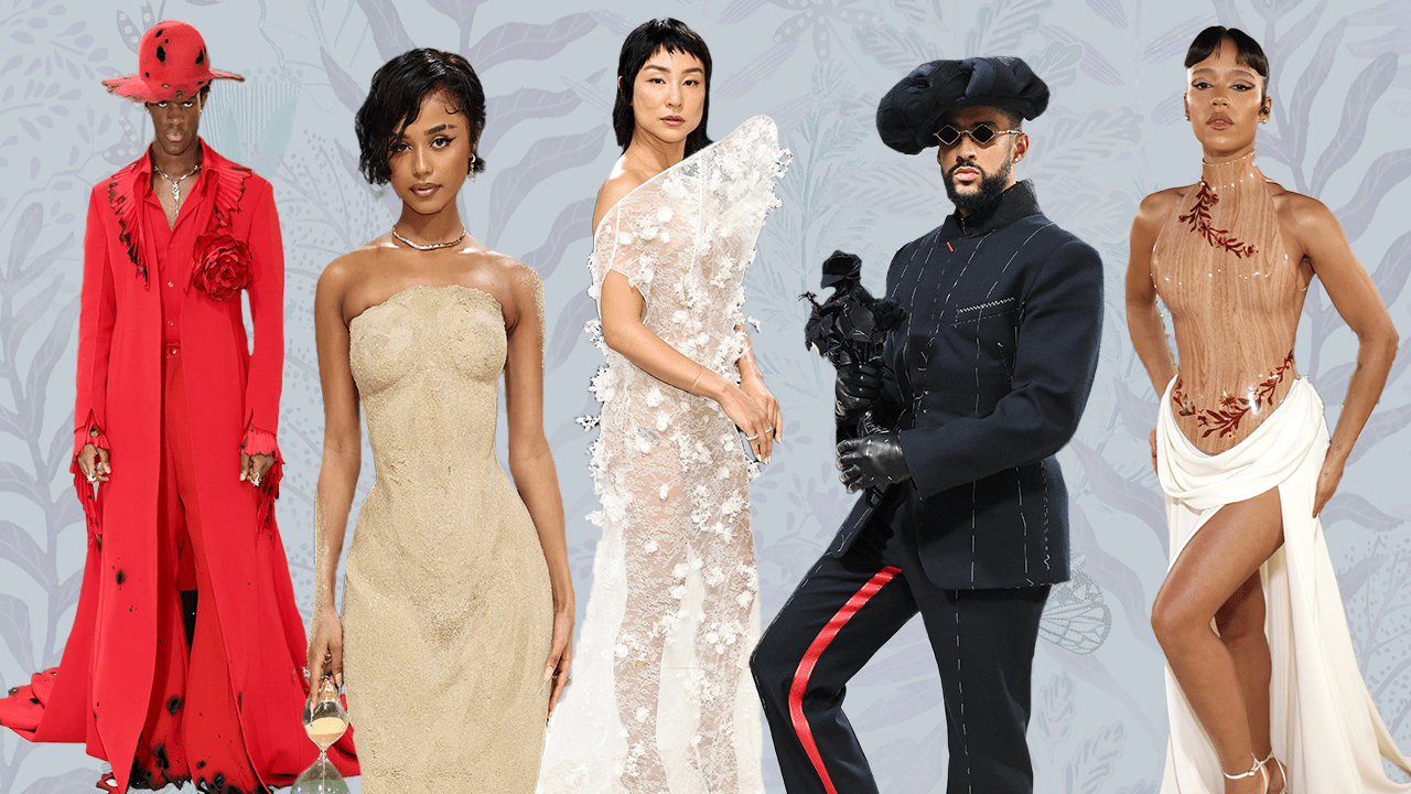 Several celebrities wearing themed ensembles at the 2024 Met Gala